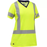 Chemise à manches courtes et X au dos Bisley  pour femmes, Poly-coton, Jaune lime haute visibilité