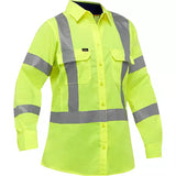 Chemise de travail à manches longues et X au dos Bisley avec X-Airflow pour femmes, poly-coton, jaune lime haute visibilité