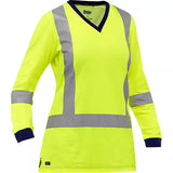 Chemise à manches longues et X au dos Bisley pour femmes, poly-coton, jaune lime haute visibilité