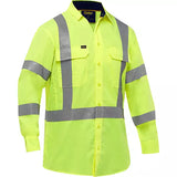 Chemise de travail à manches longues et X au dos Bisley  avec X-Airflow , Poly-coton, Jaune lime haute visibilité