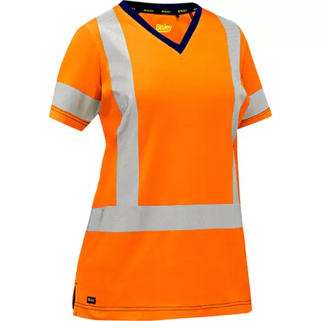 Chemise à manches courtes et X au dos Bisley pour femmes, poly-coton, orange haute visibilité