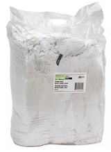 Chiffons fabriqués à partir de matériaux recyclés, Coton, Blanc, 25 lb
