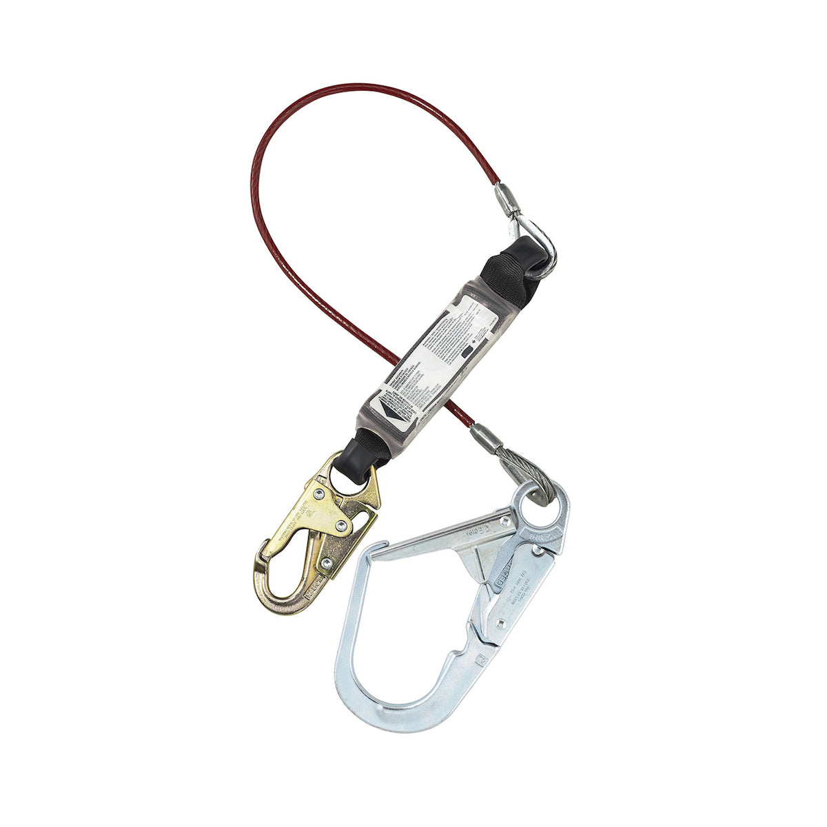 Dyna-ONE Cordon de câble en acier avec absorbe d'énergie, crochet d'accrochage et connecteurs de crochet d'échafaudage - 1/4 "