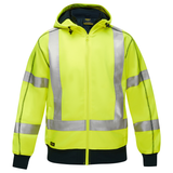 Coton ouaté doublé de sherpa avec capuchon à fermeture éclair complète et X au dos Bisley  pour femmes, Jaune lime haute visibilité