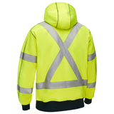 Coton ouaté doublé de sherpa avec capuchon à fermeture éclair complète et X au dos Bisley  pour femmes, Jaune lime haute visibilité