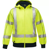 Coton ouaté doublé de sherpa avec capuchon à fermeture éclair complète et X au dos Bisley, jaune lime haute visibilité