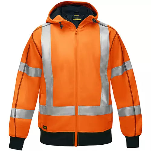 Coton ouaté doublé de sherpa avec capuchon à fermeture éclair complète et X au dos Bisley, orange haute visibilité