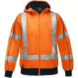 Coton ouaté doublé de sherpa avec capuchon à fermeture éclair complète et X au dos Bisley, orange haute visibilité