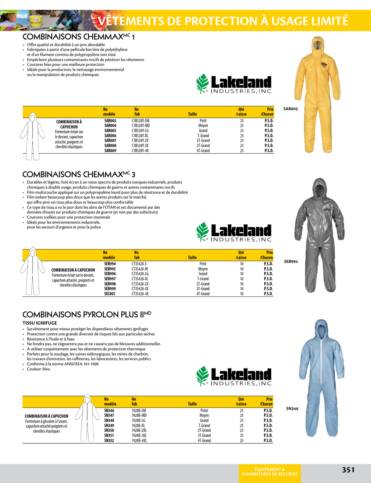 Combinaison ignifuge jetable Pyrolon Plus 2, Bleu