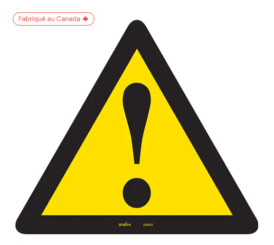 Enseigne de sécurité conforme à la CSA - avertissement général, 12" x 12", plastique, pictogramme