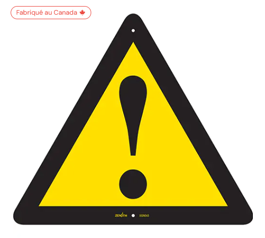 Enseigne de sécurité conforme à la CSA - avertissement général, 12" x 12", plastique, pictogramme
