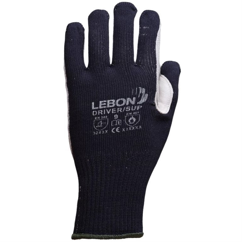 Gant de manutention général avec cuir fleur de vache sur la paume et aux doigts