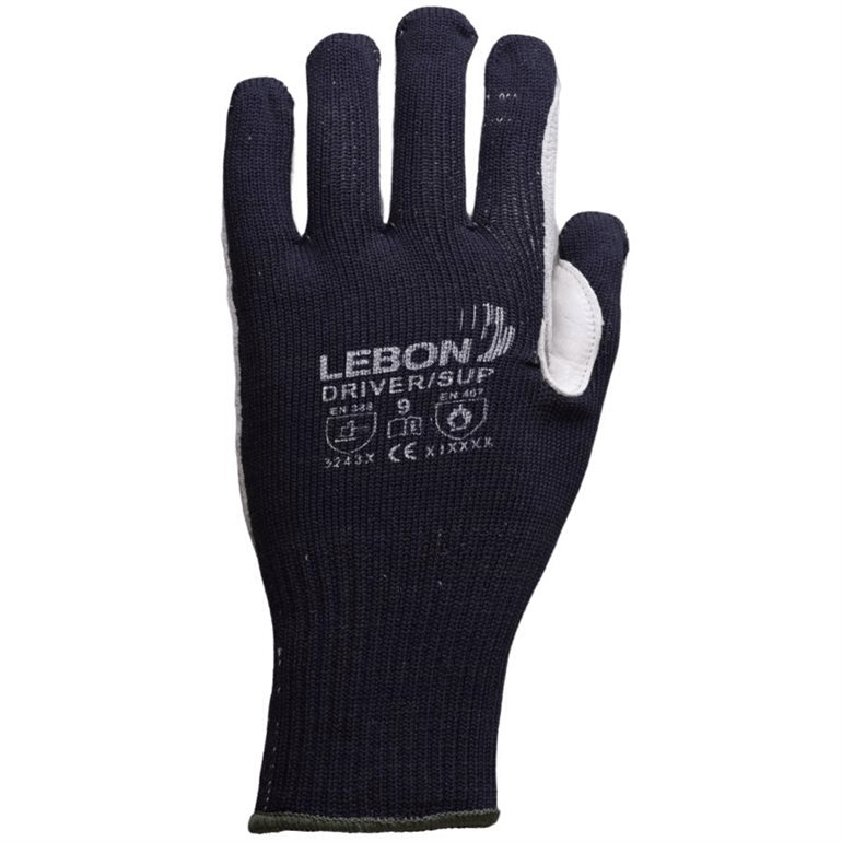 Gant de manutention général avec cuir fleur de vache sur la paume et aux doigts