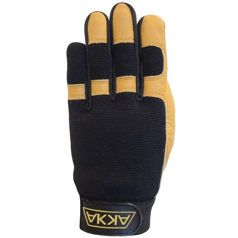 Cuir de chèvre paume et doigts. Dos spandex et polyester. Velcro poignet