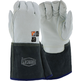 Gant de soudeur TIG en cuir de chevreau AR premium avec doublure anti-coupure en Para-Aramid et coutures en Kevlar® - manchette gantelet