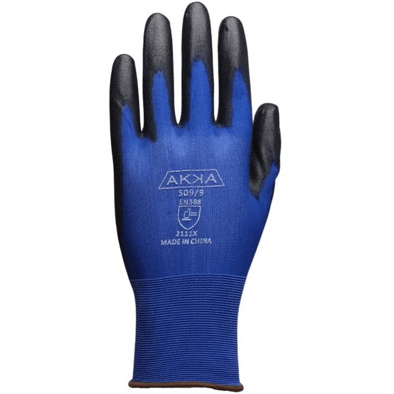 Gant bleu et noir de micro-fibres de nylon 18 gages, tactile