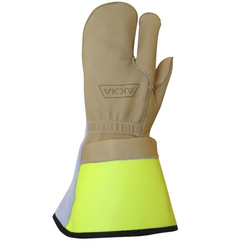 Gant 3 doigts. Cuir fleur de vache résistant à l'eau et huiles. Cout. Int. Coffre 5'' Fils Kevlar