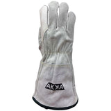 Paume cuir fleur de vache, Soufflet, dos cuir fendu, manchette 5" velcro