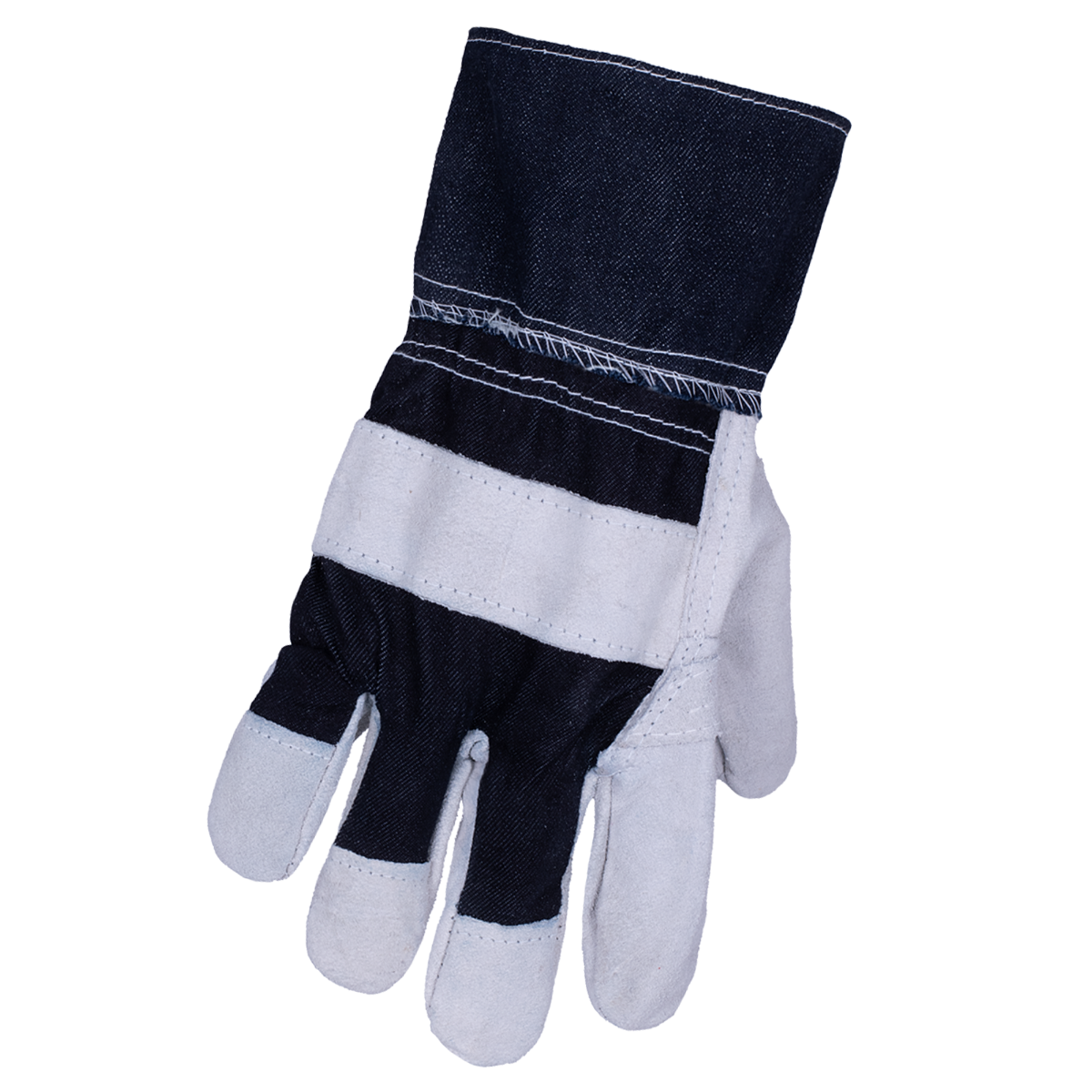 Paquet de 12 gants en cuir de vache fendu, Noir, Grand