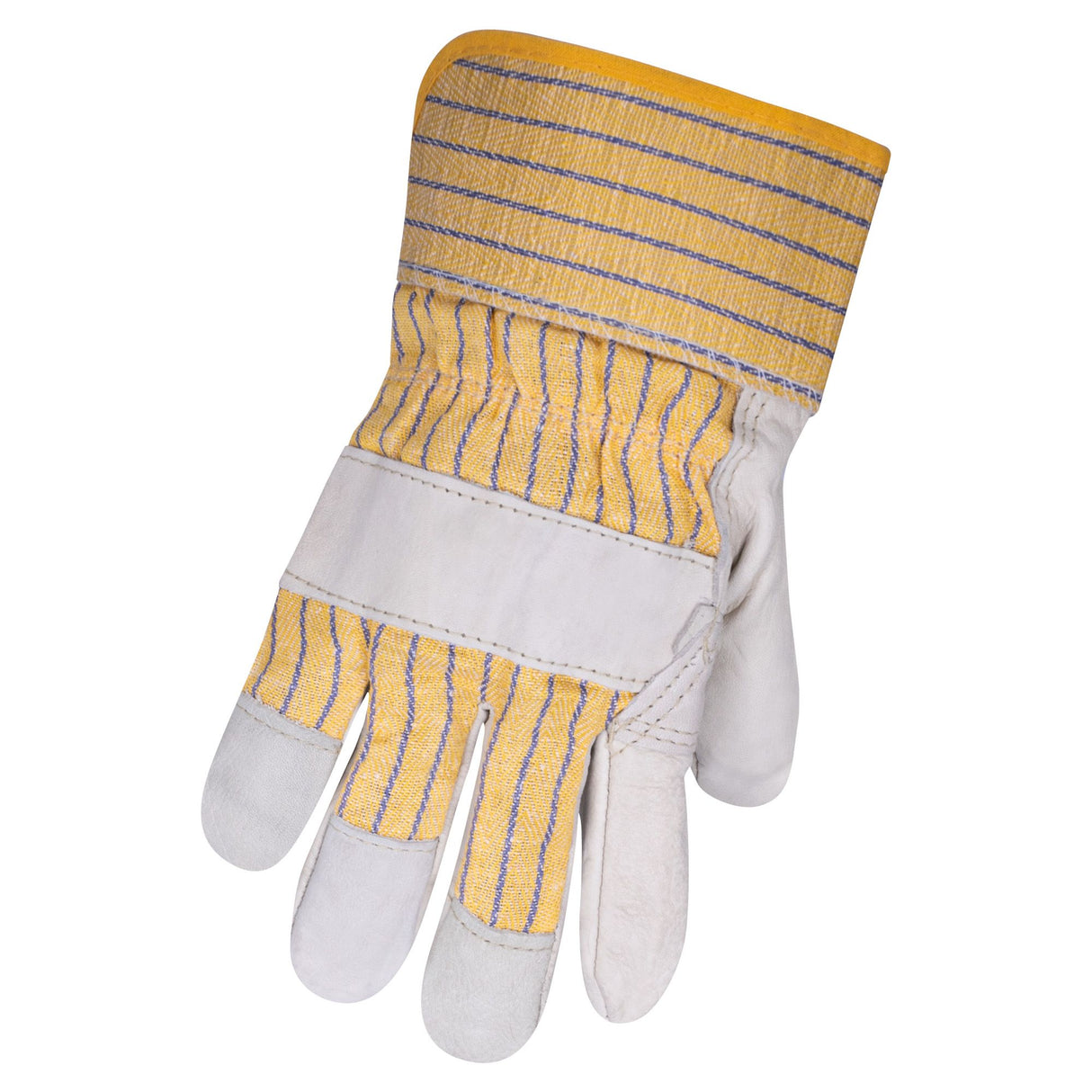 Gants en cuir de vache, jaune/bleu