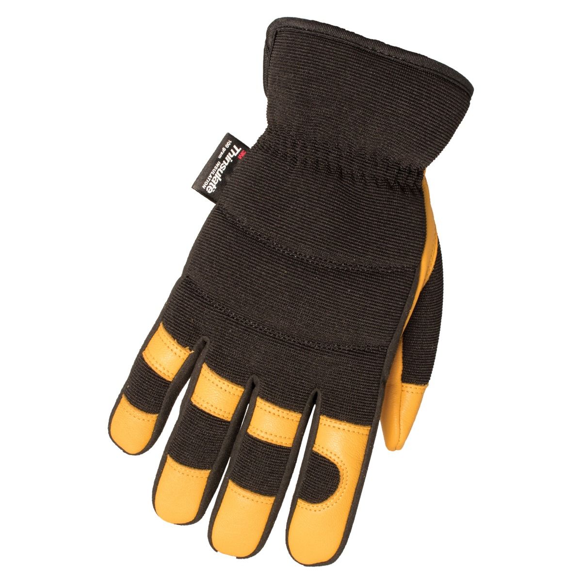 Gants hybrides doublés en cuir de chèvre, noir/jaune