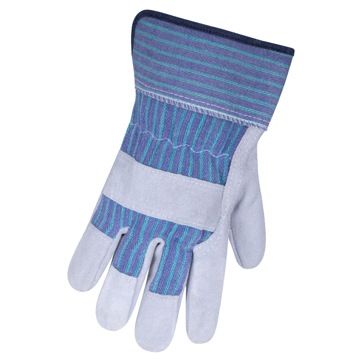 Gants en cuir de vache fendu, Bleu/Vert, Grand