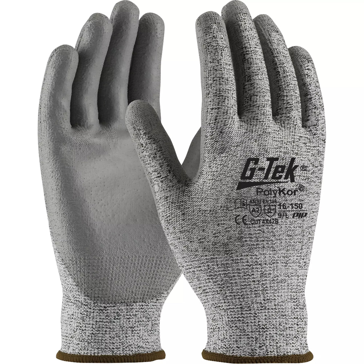 Gants résistants aux coupures G-Tek  en tricot sans couture, Calibre 13, Revêtement Polyuréthane, Enveloppe en PolyKor , ASTM ANSI niveau A2/EN 388 niveau B