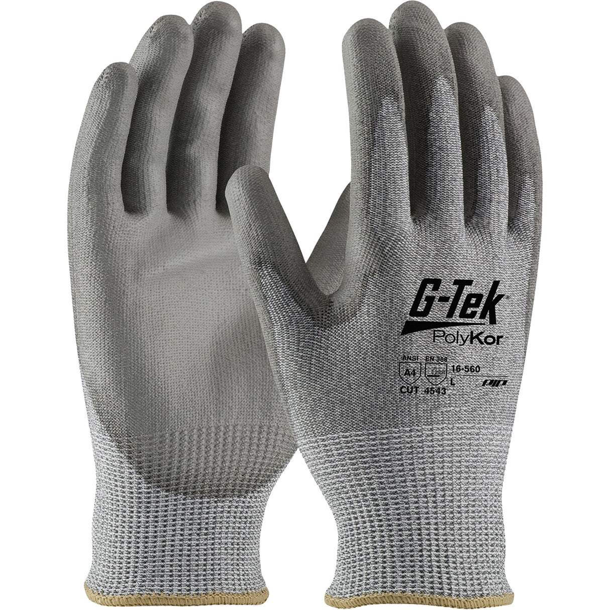 Gants résistants aux coupures G-Tek  PolyKor , Calibre 13, Revêtement Polyuréthane, Enveloppe en Polyéthylène, ASTM ANSI niveau A4/EN 388 niveau 5/EN 388 niveau D