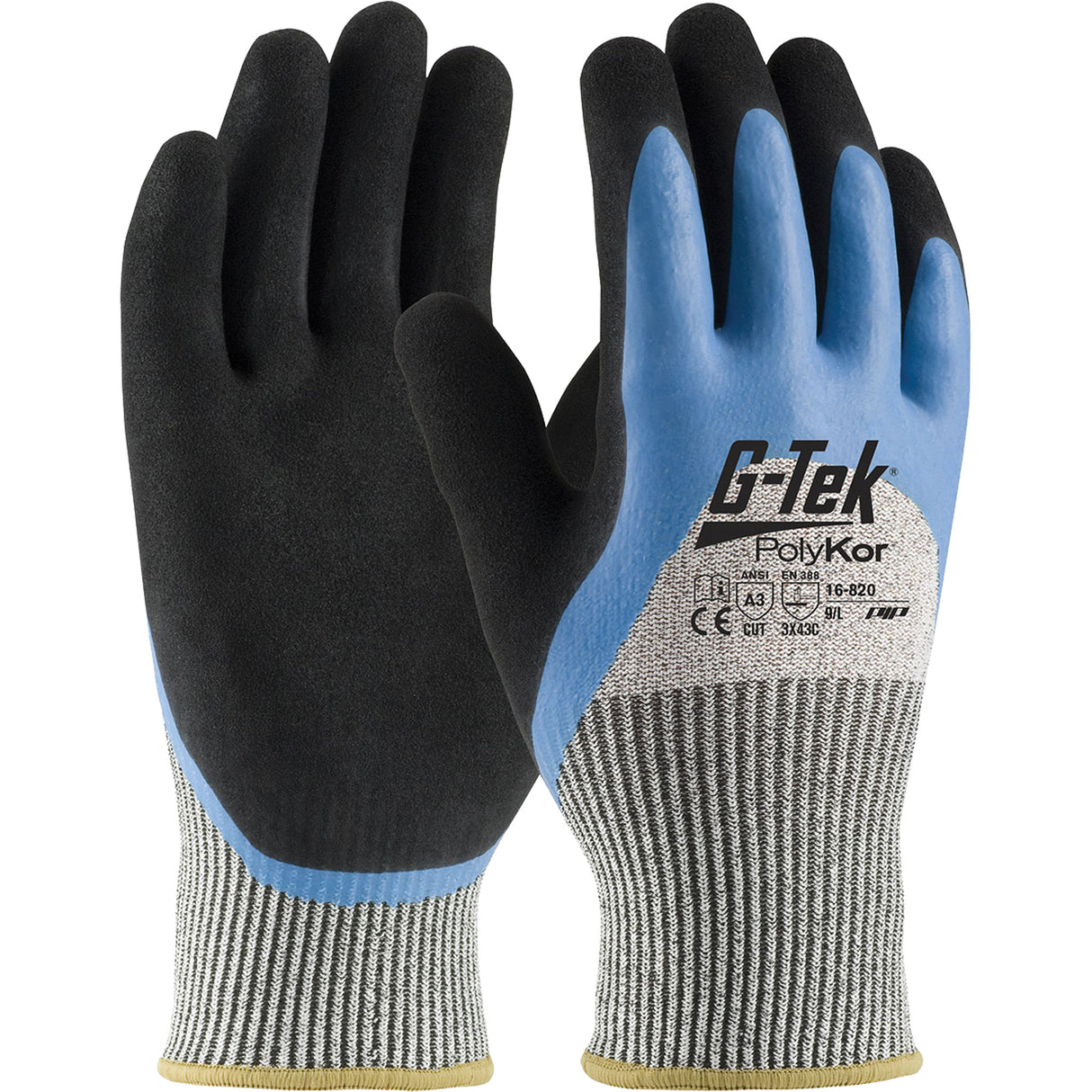 Gants isolés résistants aux coupures G-Tek  PolyKor . Calibre 13. Revêtement Latex de caoutchouc. Enveloppe en Fil technique. ANSI/ISEA 105 niveau 2