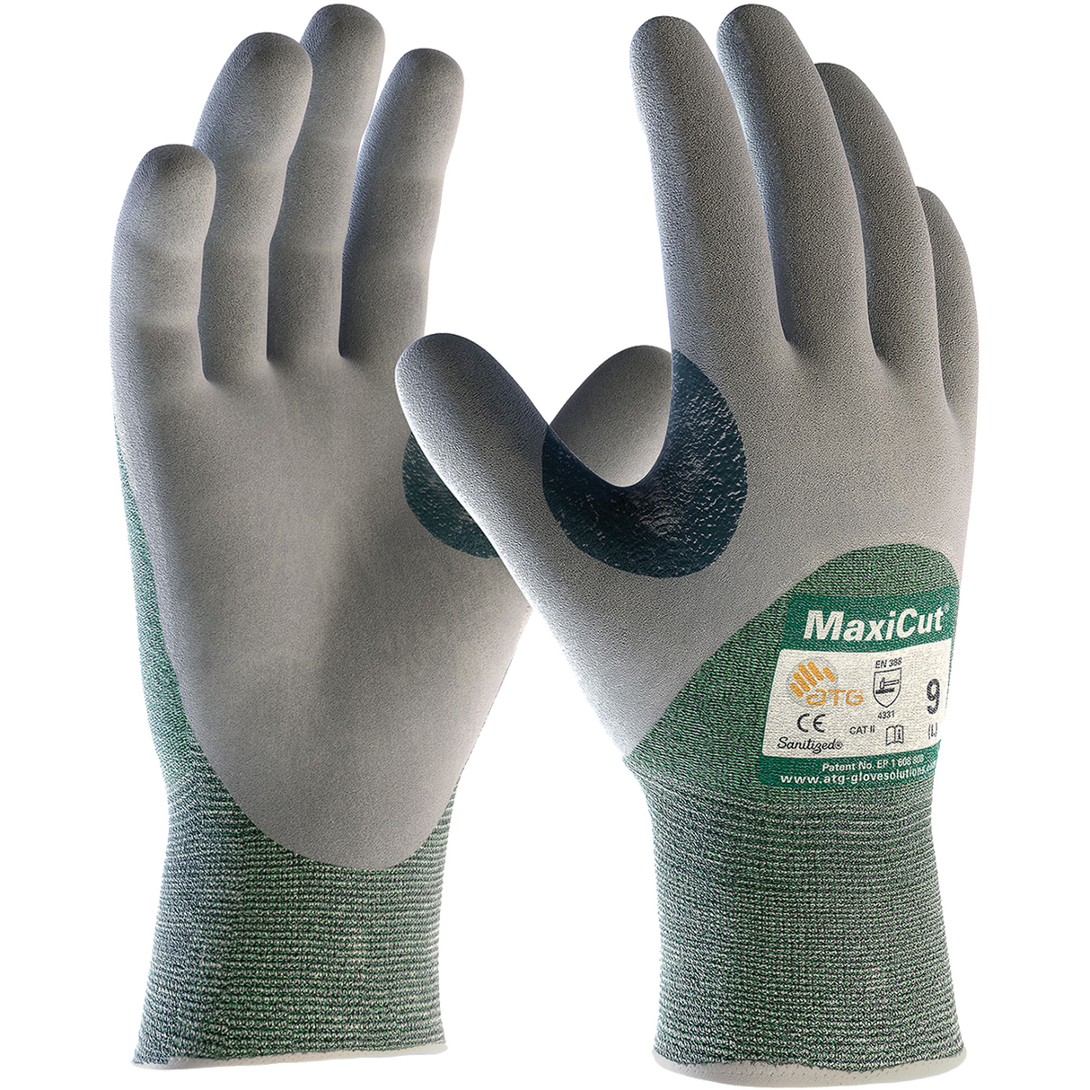 gants en tissu technique résistant aux coupures ATG MaxiCut, calibre 15, revêtement nitrile, enveloppe en fil technique, ASTM ANSI niveau a2/en 388 niveau 3/en 388 niveau b