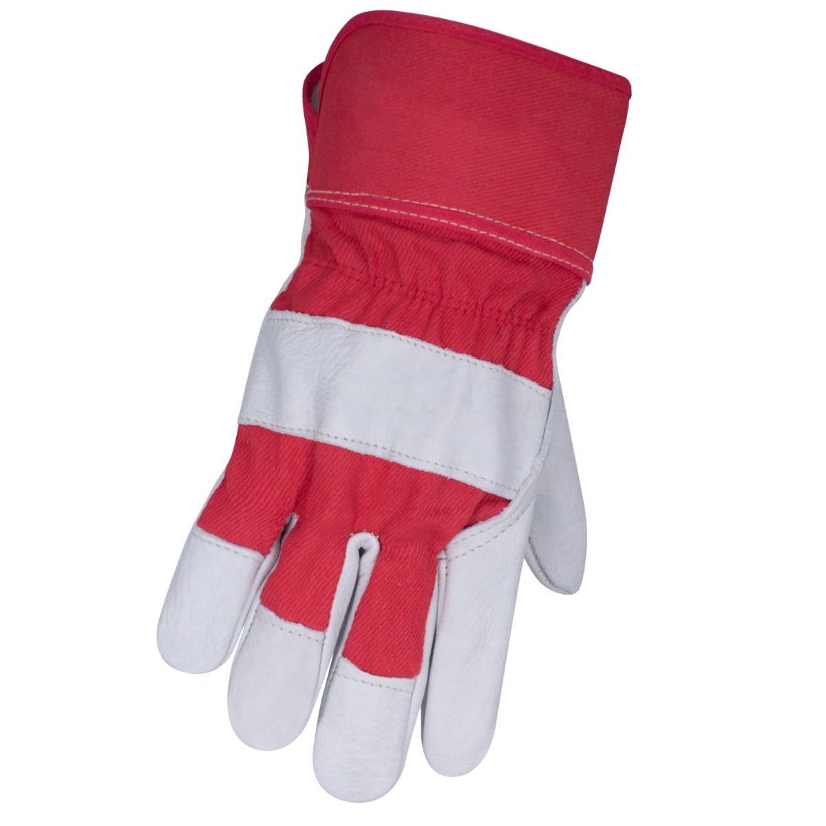 Gants en cuir de vache, Blanc/Rouge