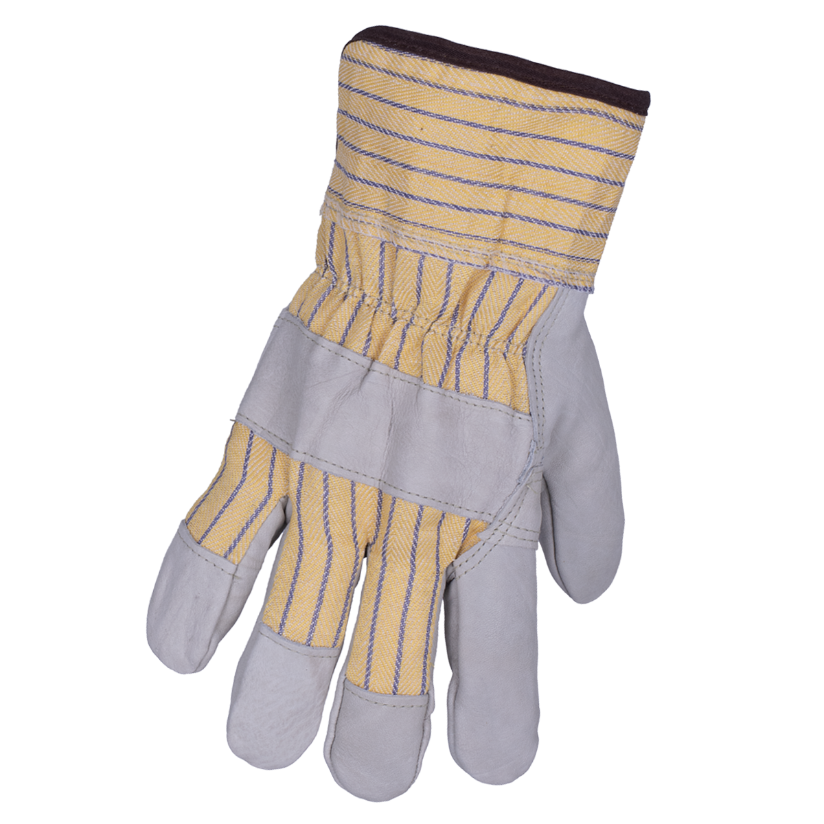 Gants en cuir de vache doublés, jaune/leu