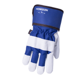 Gants doublés en cuir de vache avec traitement déperlant, bleu