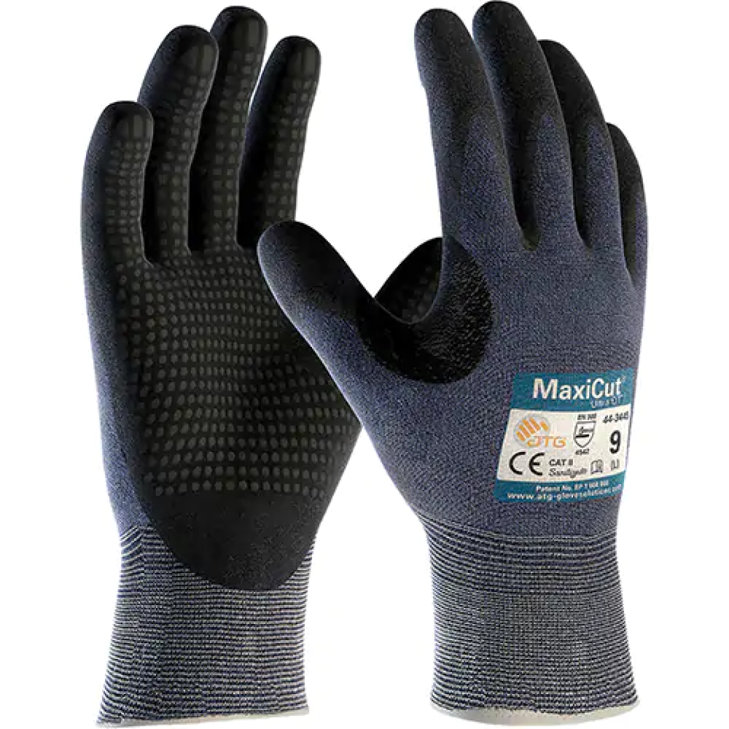 Gants ATG MaxiCut Ultra DT, calibre 15, revêtement nitrile, enveloppe en fil technique, ASTM ANSI niveau a3/en 388 niveau 5/en 388 niveau c