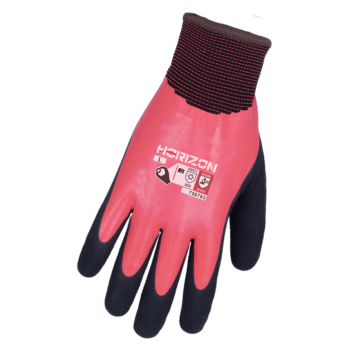 Gants d’hiver à double enduit, rouge/noir