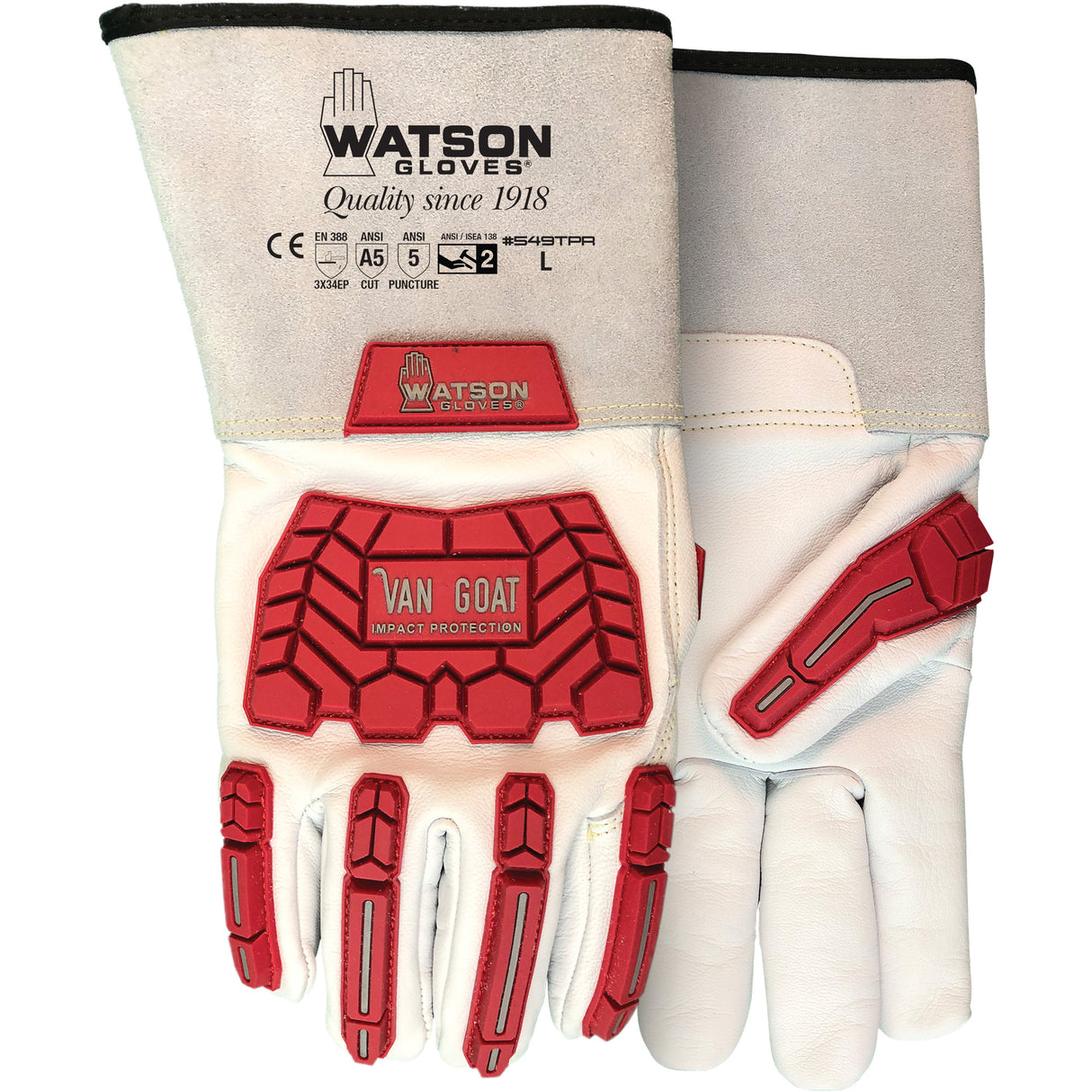 Gants résistant aux impacts et aux coupures Van Goat, Enveloppe en Cutshield, ASTM ANSI niveau A5/EN 388 niveau E