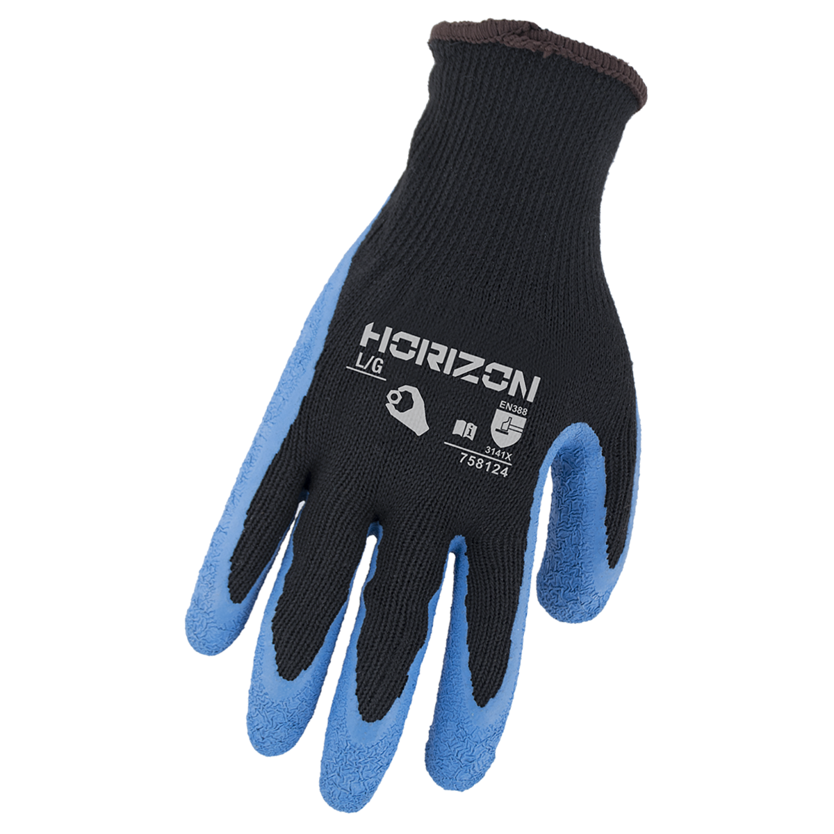 Gants enduits de latex texturé, noir/bleu, moyen