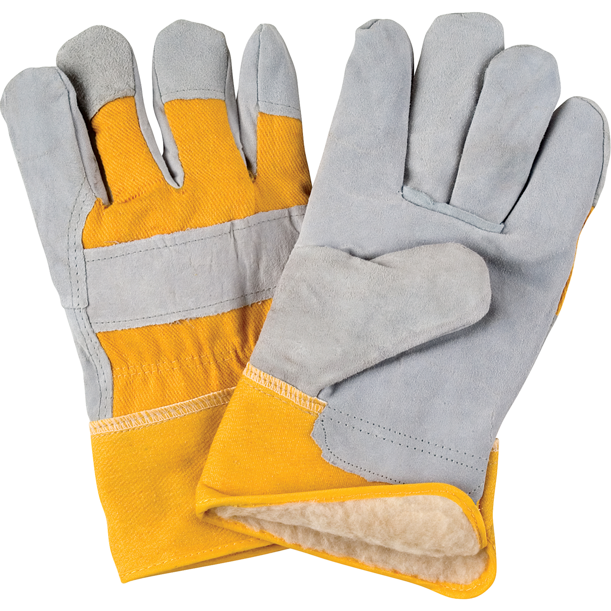 Gants d'ajusteur doublés pour l'hiver, grand, paume en Cuir de vache refendu, doublure en Boa