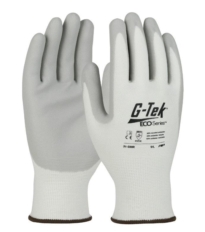 Gants tricotés sans couture en fil recyclé/élasthanne avec poignée en mousse enduite de nitrile sur la paume et les doigts