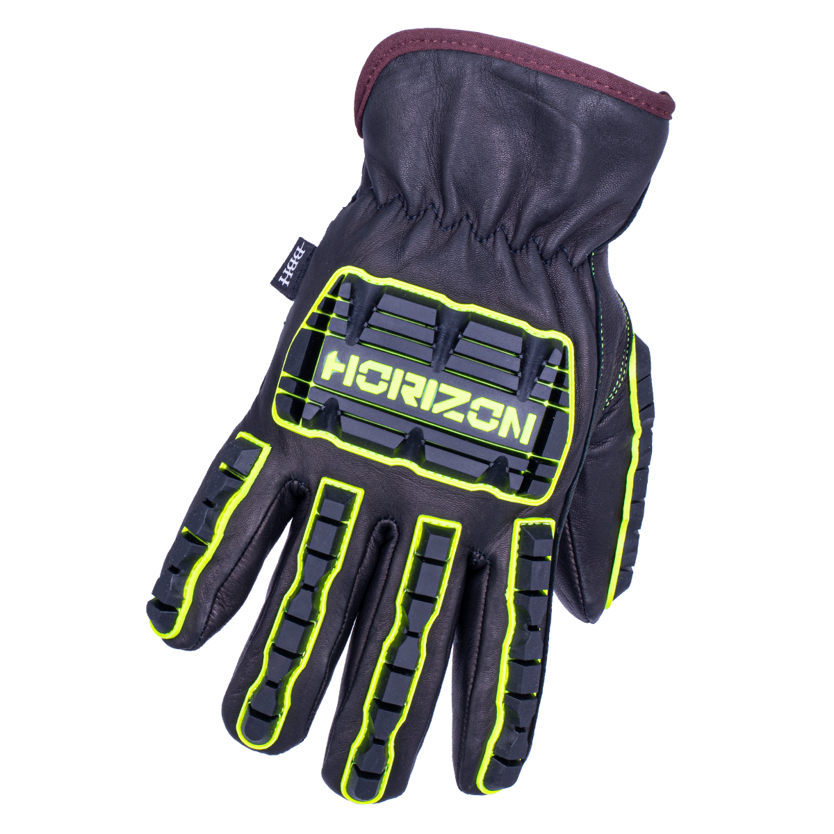 Gants de conducteur d'hiver en cuir, Jaune haute visibilité/Noir
