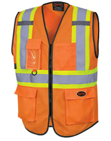 Gilet de sécurité à fermeture éclair avant, Orange haute visibilité, Polyester
