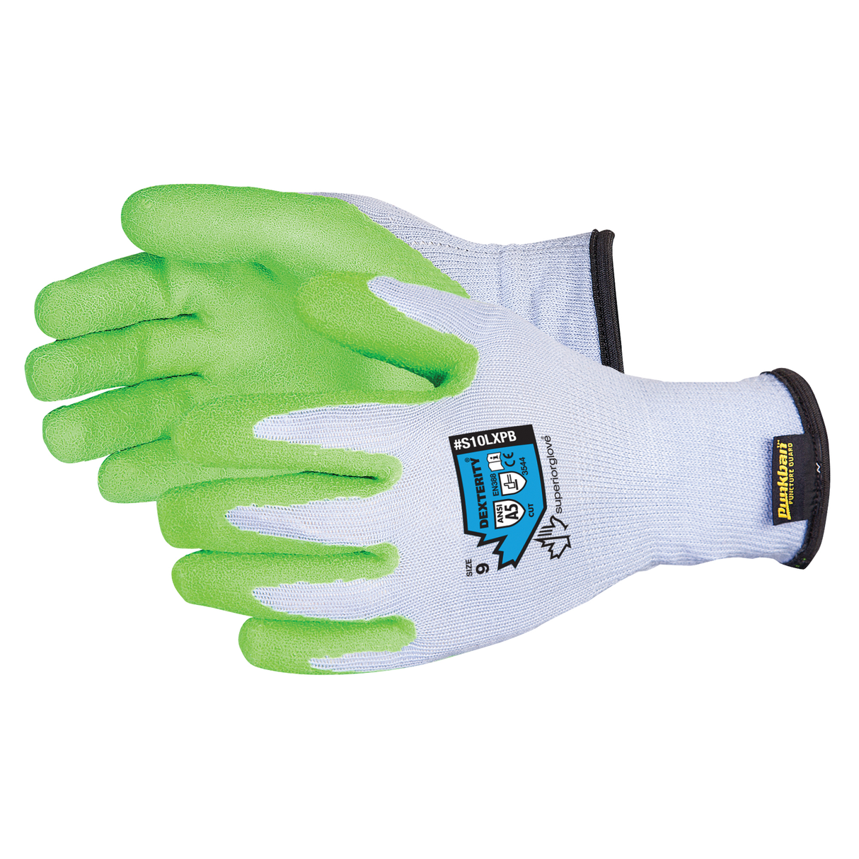 Gants en tricot Dexterity, calibre 10, revêtement latex de caoutchouc, enveloppe en Punkban, ANSI/ISEA 105 niveau 5