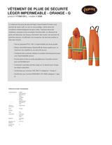 Combinaison de pluie imperméable et légère, Polyester/PVC, Orange haute visibilité