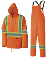 Combinaison de pluie imperméable et légère, Polyester/PVC, Orange haute visibilité