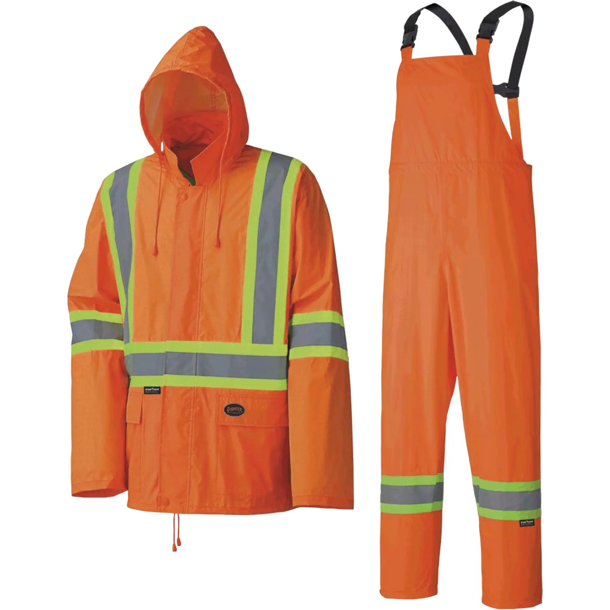 Combinaison de pluie imperméable et légère, polyester/PVC, orange haute visibilité