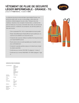 Combinaison de pluie imperméable et légère, Polyester/PVC, Orange haute visibilité
