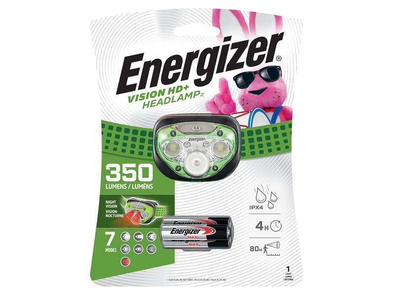 Lampe frontale Vision HD+, DEL, 350 lumens, 4 hres de fonctionnement, piles AAA