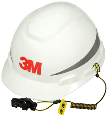 Longe pour casque de sécurité, Spirale, Attache/boucle