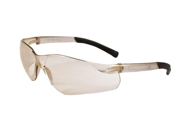 Lunettes de sécurité sans monture avec branches claires, lentille I/O et enduit anti-rayures