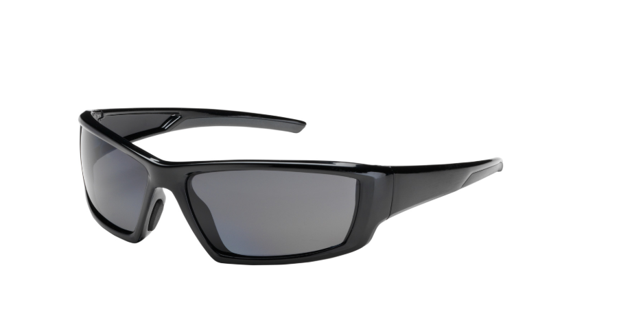 Lunettes de sécurité plein cadre avec monture noire, lentille grise et revêtement anti-rayures / antibuée
